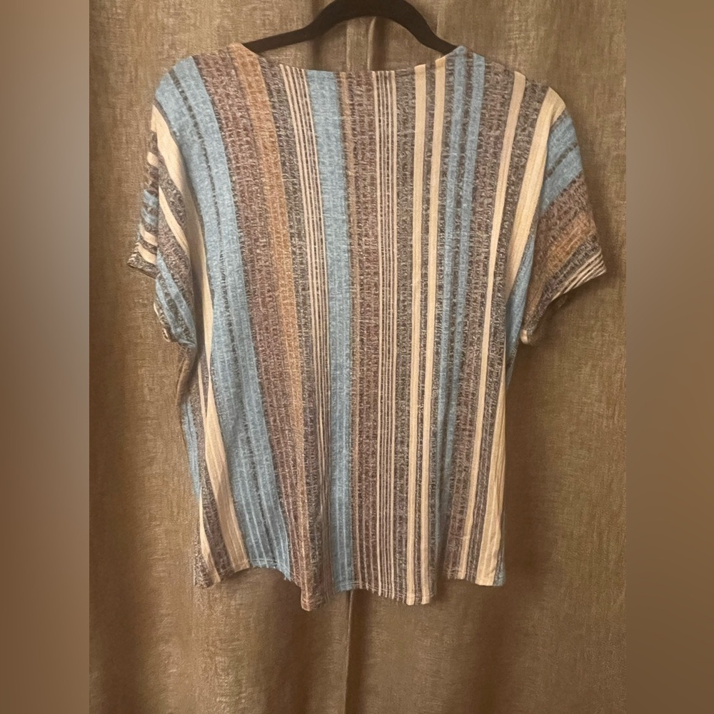W5 Anthropologie Sample - Women's Striped V-Neck Top - Blue and Brown - Picture 3 of 5